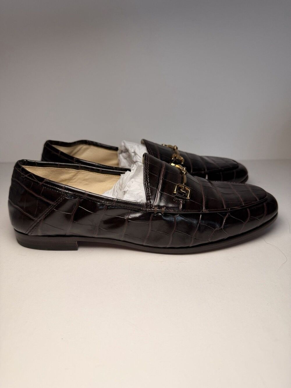 Sam Edelman Women's Loraine Bit Loafer Brown Croc-Embossed - Size 6.5M